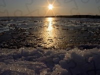 Słońca, Zima, Zachód, Jezioro