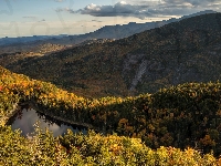 Stan Nowy Jork, Góry Adirondack, Jesień, Jezioro, Stany Zjednoczone, Lasy