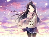 Śnieg, Dziewczyna, Szalik, Anime