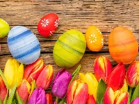 Tulipany, Kompozycja, Wielkanoc, Kolorowe, Pisanki