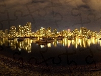 Vancouver, Miasto, Nocą, Kanada