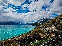 Jezioro Wakatipu, Góry, Queenstown, Nowa Zelandia, Droga