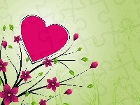 Walentynki, Serce, Kwiatki, Tekstura