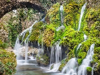 Wodospad, Roślinność, Most, Włochy, Capelli di Venere waterfall