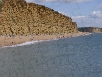 plaża, west bay.uk Anglia, klif, morze