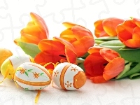 Wielkanocne, Pomarańczowe, Tulipany, Jajka