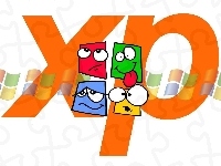 XP, Buźki, Logo, Pomarańczowe, Kolorowe
