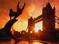 Zachód, Tower, Londyn, Słońca