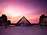 Zachód, Paryż, Louvre, Słońca