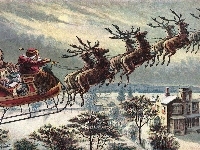 Zima, Mikołaj, Sanie, Boże Narodzenie