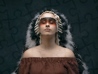 Pióropusz, Kobieta, Makijaż, Indianka