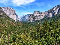 Drzewa, Góry, Stany Zjednoczone, Park Narodowy Yosemite, Dolina Yosemite Valley, Stan Kalifornia
