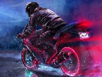 Motocyklista, Pilot, Digital Art, Motocykl, Kask