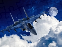 Chmury, Samolot, Księżyc