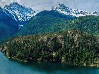 Stan Waszyngton, Góry, Lasy, Jezioro Diablo Lake, Park Narodowy Północnych Gór Kaskadowych, Stany Zjednoczone