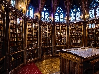 Książki, Wnętrze, Anglia, Biblioteka John Rylands Library, Regały, Manchester