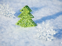 Zielona, Śnieg, Dekoracja, Choinka