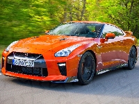 Las, Czerwony, Nissan GT-R, Droga