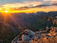 Region More og Romsdal, Promienie słońca, Norwegia, Szczyt Dalsnibba, Góry