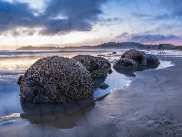 Głazy, Wybrzeże, Nowa Zelandia, Zatoka Waikawau Bay, Kamienie, Region Waikato