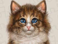 Niebieskie, Spojrzenie, Kot, Okulary, Oczy