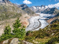 Góry Alpy Berneńskie, Szwajcaria, Lodowiec Aletschgletscher, Aletsch, Kanton Valais