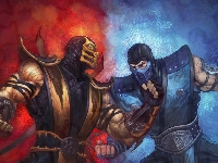 Lód, Sub Zero, Cios, Mortal Kombat, Scorpion, Ogień