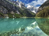 Park Narodowy Banff, Chmury, Kanada, Las, Góry Canadian Rockies, Jezioro Lake Louise, Prowincja Alberta