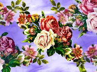 Róże, Kwiaty, Różnobarwne, Grafika