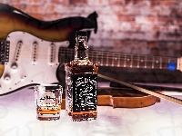 Szklanka, Jack Daniels, Gitara, Whisky, Butelka, Skrzypce