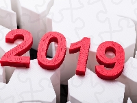 Tło, Cyfry, Nowy Rok, 2019, Czerwone