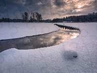 Drzewa, Podlasie, Zima, Rzeka, Polska