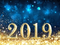 Złote, Nowy Rok, 2019, Cyfry