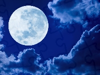 Chmury, Księżyc, Niebo, Noc