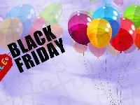 Balony, Napis, Black Friday, Grafika