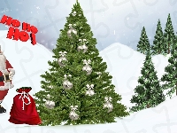 Śnieg, Choinka, 2D, Worek, Zima, Mikołaj, Boże Narodzenie