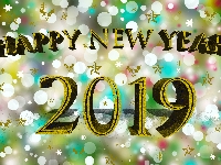 2019, Grafika, Życzenia, Happy New Year, Gwiazdki