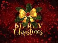Kokarda, Napis, 2D, Boże Narodzenie, Merry Christmas, Gałązki