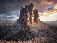 Tre Cime di Lavaredo, Skały, Włochy, Góry, Masyw, Dolomity