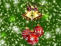 Gałązki, Bombki, Boże Narodzenie, Dekoracja, Dzwonki, Świąteczne