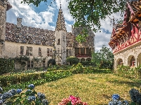 Gmina La Rochepot, Francja, Zamek Rochepot, Dziedziniec, Burgundia