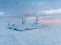Mgła, Budowla, Zima, Śnieg, Zaśnieżona