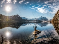 Góry, Austria, Jezioro Altausseer See, Promienie słońca, Styria