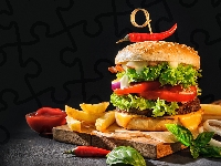 Frytki, Hamburger, Deska