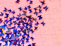Motyle, 2D, Różowe, Deski, Niebieskie