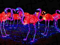 Elektryczne, Iluminacje, Flamingi, Kolorowe, Oświetlenie