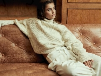 Kremowy, Modelka, Spodnie, Kobieta, Taylor Marie Hill, Golf