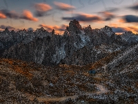 Dolomity, Góry, Chmury, Włochy, Pasmo Dolomiti di Sesto, Droga