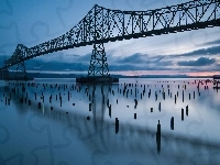 Rzeka Kolumbia, Stany Zjednoczone, Most Astoria-Megler, Zachód słońca