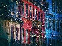 Dekoracja, Miasto, Domy, Oświetlenie